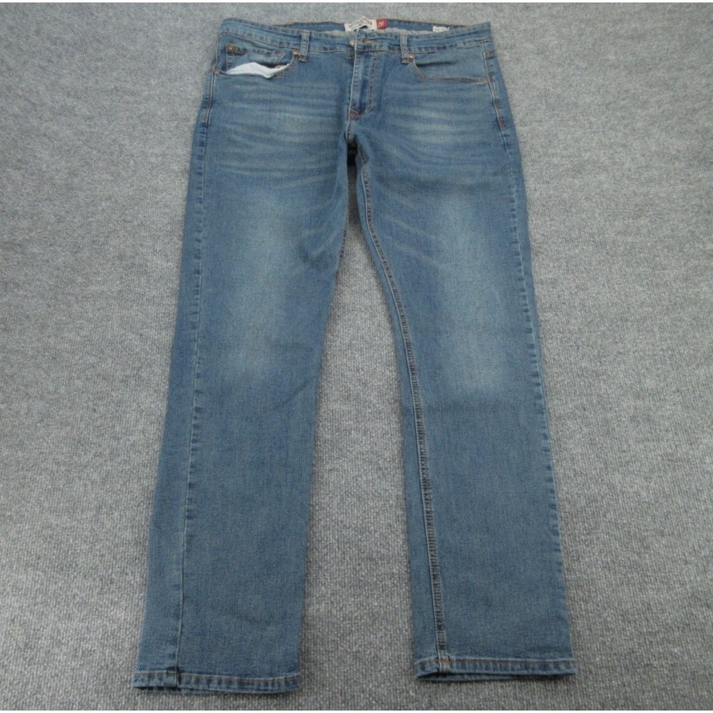 Hudson & Barrow Mens Jeans Slim Stretch Medium Wash Denim 36x32
